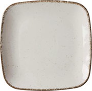 Quadratischer Speiseteller Casa 27cm in Beige mit gesprenkeltem Rand, Draufsicht