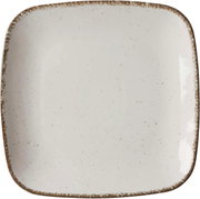 Quadratischer Speiseteller Casa 27cm in Beige mit gesprenkeltem Rand, Draufsicht