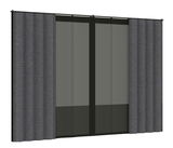 Graues Vorhang Set in Frontalansicht mit zwei Paneelen, die an einer Stange hängen.