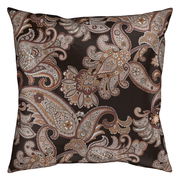 Dekoratives Kissen mit floralem Paisley-Muster in warmen Erdtönen, Vorderansicht