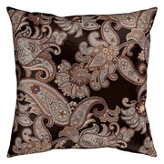 Dekoratives Kissen mit floralem Paisley-Muster in warmen Erdtönen, Vorderansicht