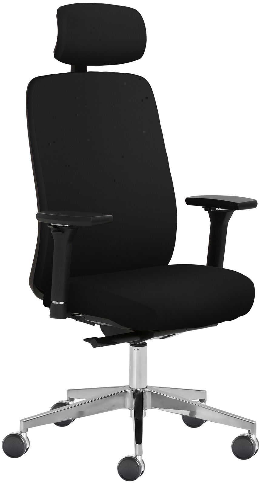 Venda Chefsessel MY TRITON Schwarzer Chefsessel mit Kopfstütze und Armlehnen, seitliche Perspektive