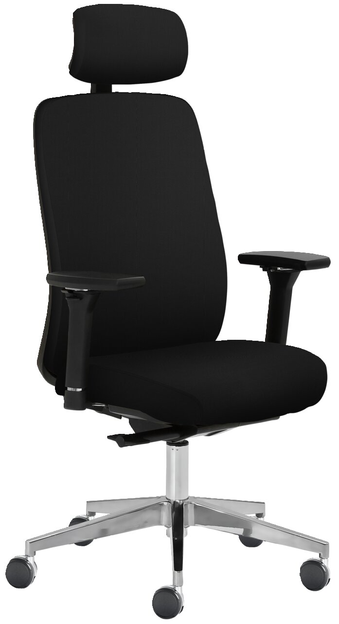 Venda Chefsessel MY TRITON Schwarzer Chefsessel mit Kopfstütze und Armlehnen, seitliche Perspektive