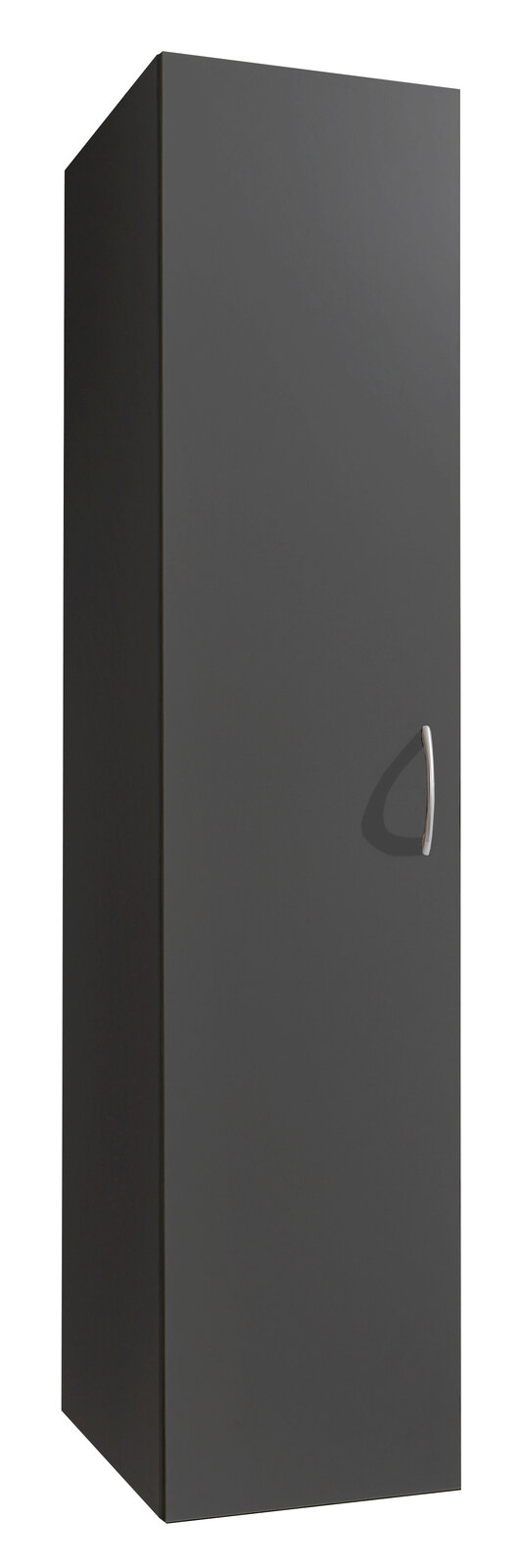XORA Kleiderschrank MULTIRAUMKONZEPT Dunkelgrauer Kleiderschrank mit einer Tür und silbernem Griff, seitliche Perspektive