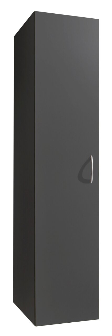 XORA Kleiderschrank MULTIRAUMKONZEPT Dunkelgrauer Kleiderschrank mit einer Tür und silbernem Griff, seitliche Perspektive