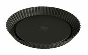 Schwarze Obstkuchenform mit geriffeltem Rand, Draufsicht