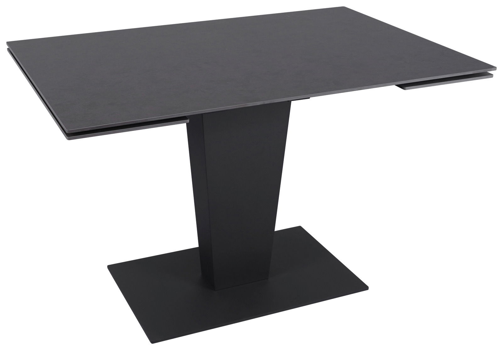 Novel Esstisch TORONTO Moderner schwarzer Esstisch mit rechteckiger Tischplatte und zentralem Standfuß, seitliche Perspektive