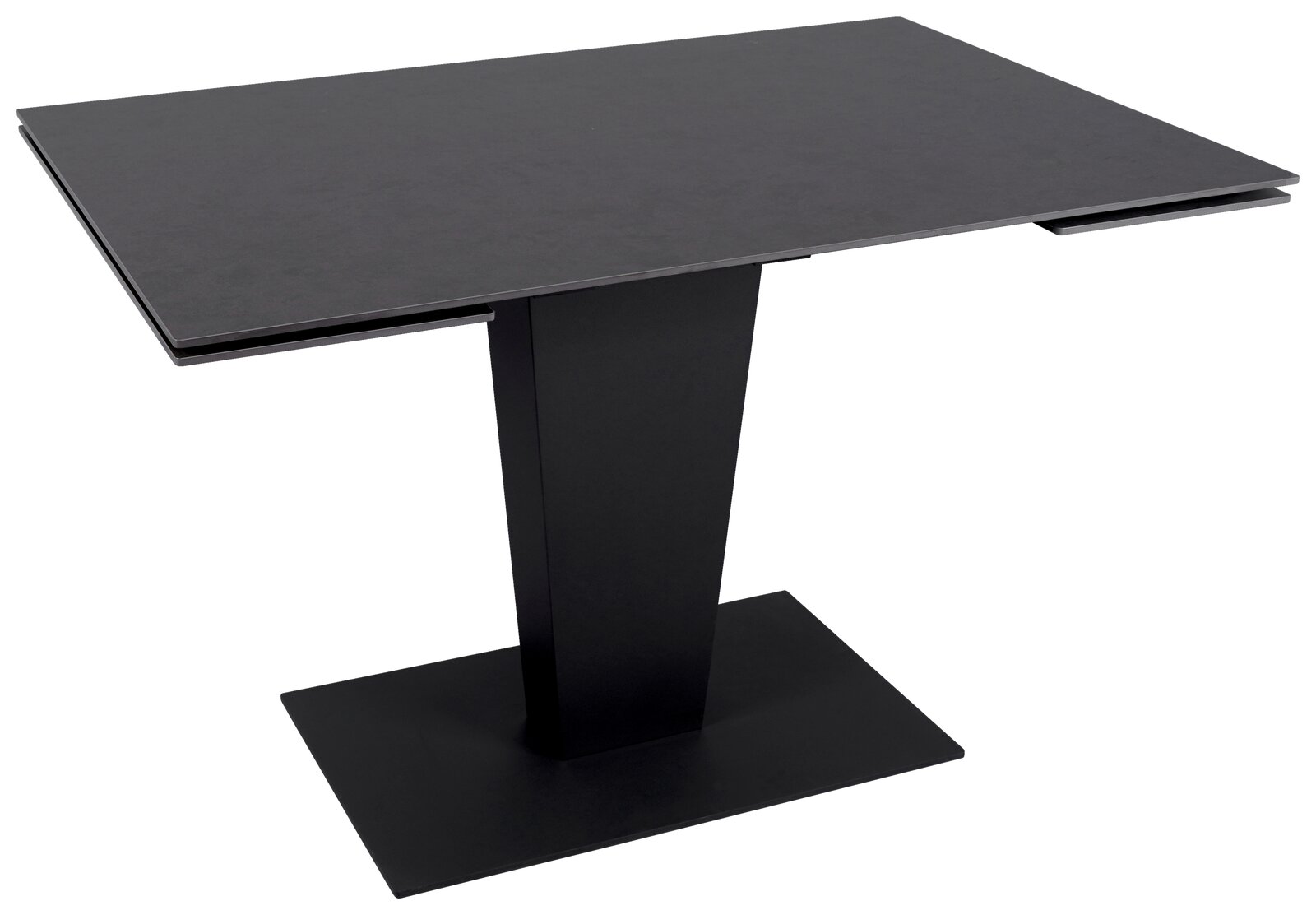 Novel Esstisch TORONTO Moderner schwarzer Esstisch mit rechteckiger Tischplatte und zentralem Standfuß, seitliche Perspektive