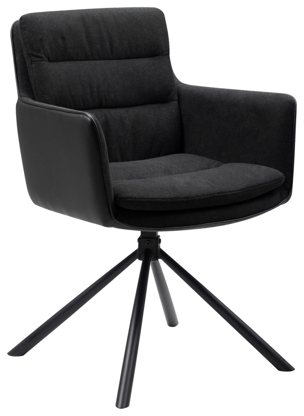 Z2 Armlehnstuhl LOGAN Moderner schwarzer Armlehnstuhl mit gepolstertem Sitz und Rückenlehne, seitliche Perspektive