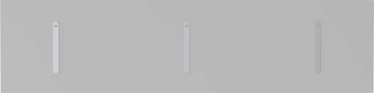 Moderano Klapphakenleiste LECCO Draufsicht auf eine Klapphakenleiste mit drei Haken in gleichmäßigem Abstand auf einer grauen Oberfläche.