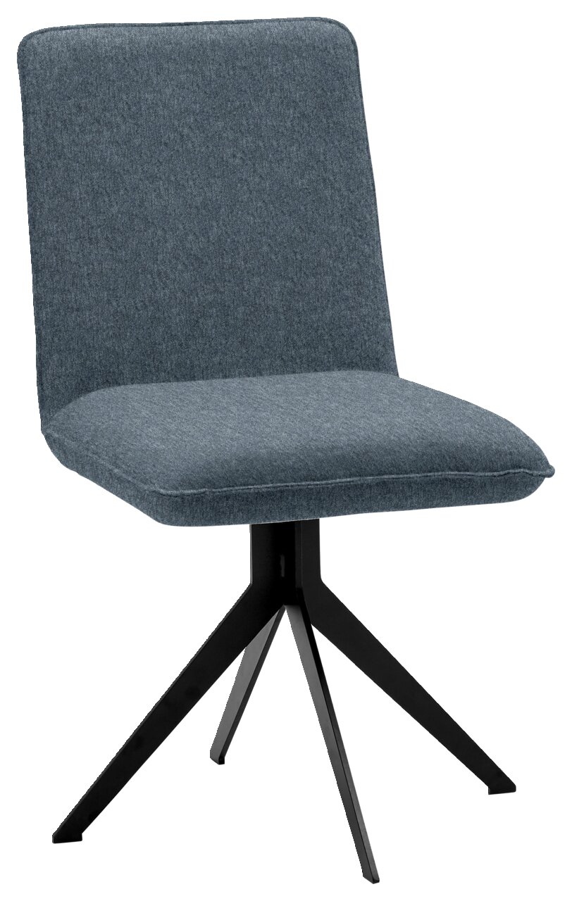 Voleo Stuhl MALIBU Moderner Stuhl mit grauem Stoffbezug und schwarzem Metallgestell, seitliche Perspektive