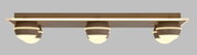 Moderne led-plafondlamp met drie bolvormige lampen, zijaanzicht