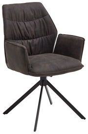 Moderner schwarzer Sessel der Serie TORTILLA mit gepolstertem Sitz und Rückenlehne, auf einem stabilen Metallgestell, seitliche Perspektive.