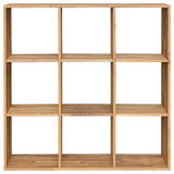 Holzregal mit 3x3 Fächern, frontale Ansicht