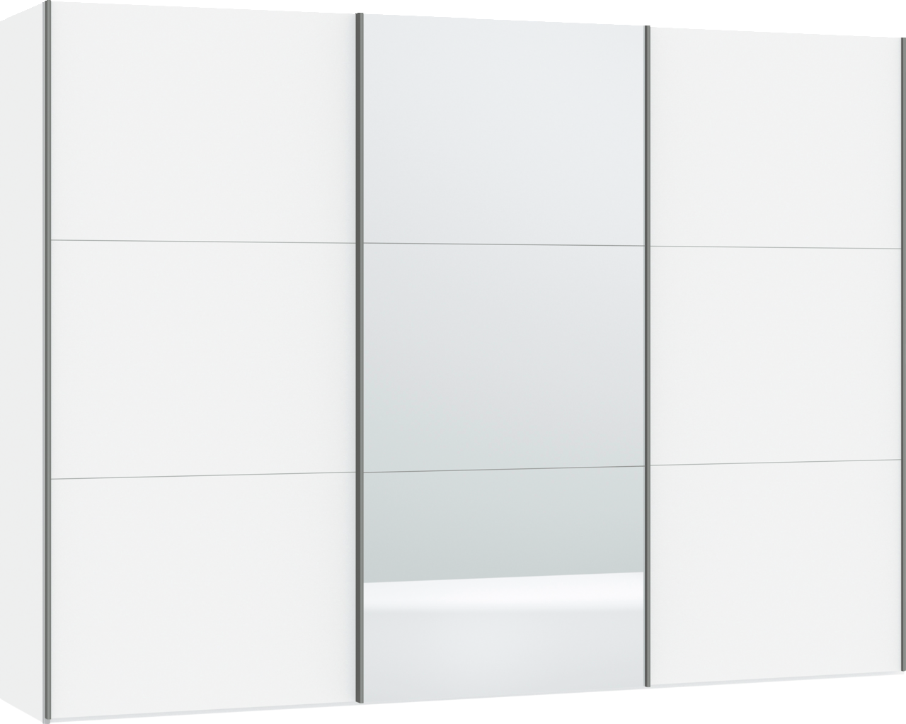 Jutzler Schwebetürenschrank 3-trg. JUTZLER Moderner Schwebetürenschrank mit drei Türen, mittlere Tür mit Spiegel, Frontansicht.