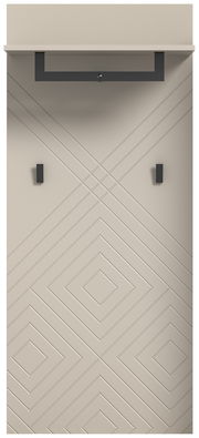 Garderobenpaneel mit geometrischem Muster und zwei Haken, Frontalansicht