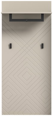 Garderobenpaneel mit geometrischem Muster und zwei Haken, Frontalansicht