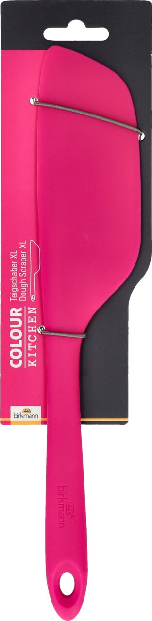 Teigschaber XL in Pink, Vorderansicht auf Verpackung