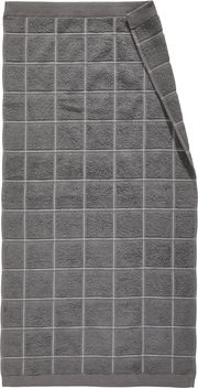 Graues Handtuch mit Karomuster, von oben betrachtet