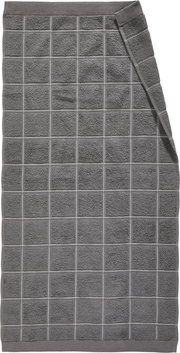 Graues Handtuch mit Karomuster, von oben betrachtet