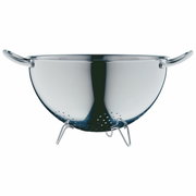 Edelstahl-Salatseiher GOURMET 24cm mit Griffen und Standfüßen, seitliche Perspektive