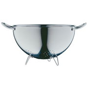 Edelstahl-Salatseiher GOURMET 24cm mit Griffen und Standfüßen, seitliche Perspektive