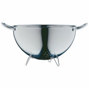 Edelstahl-Salatseiher GOURMET 24cm mit Griffen und Standfüßen, seitliche Perspektive