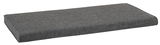 Graues Sitzkissen in rechteckiger Form, seitliche Perspektive