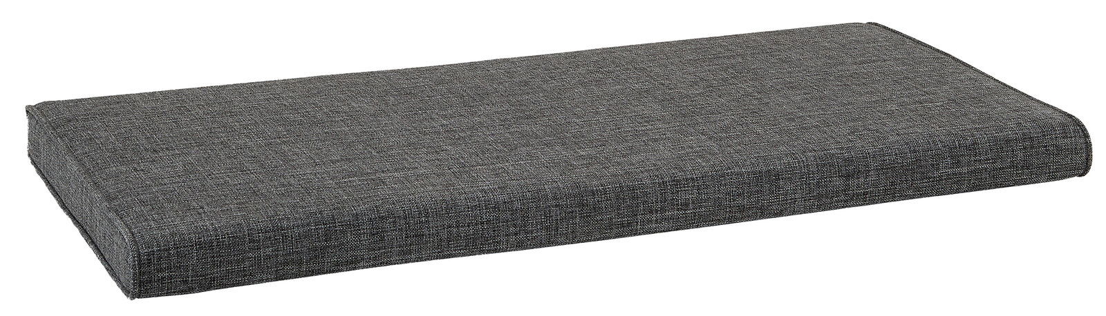 Graues Sitzkissen in rechteckiger Form, seitliche Perspektive