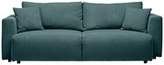 Grünes Funktionssofa mit zwei Kissen, Frontalansicht