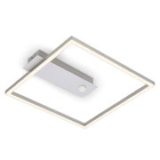 Moderne quadratische LED-Deckenleuchte mit Sensor, Aluminium, seitliche Perspektive