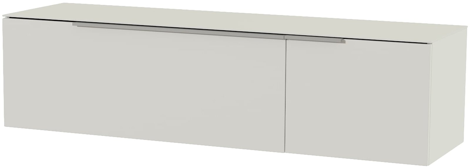 Hänge-Lowboard in minimalistischer, moderner Optik, seitliche Perspektive