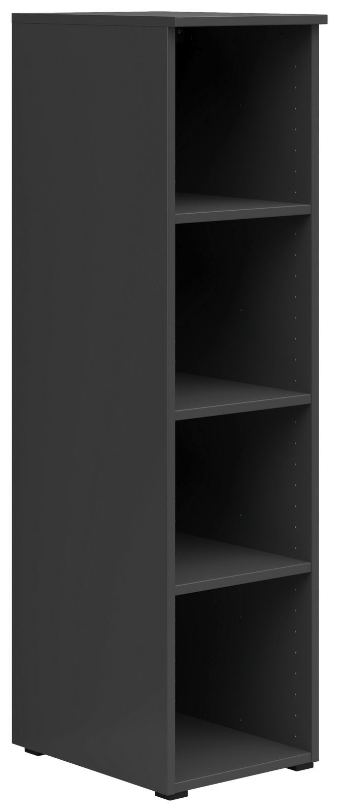 Carryhome Regal MULTISTAURAUM Schwarzes Regal mit vier offenen Fächern, seitliche Perspektive