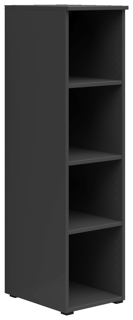 Carryhome Regal MULTISTAURAUM Schwarzes Regal mit vier offenen Fächern, seitliche Perspektive
