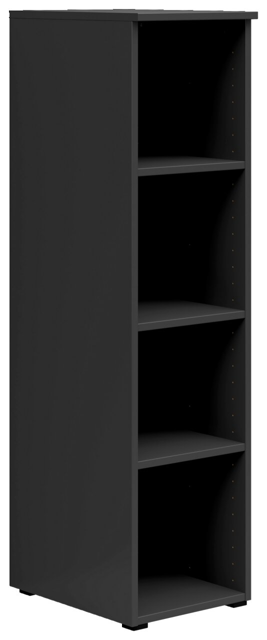 Carryhome Regal MULTISTAURAUM Schwarzes Regal mit vier offenen Fächern, seitliche Perspektive