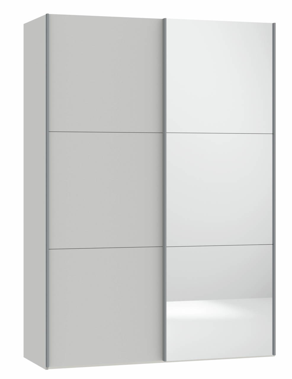 Jutzler Schwebetürenschrank 2-trg. JUTZLER Moderner Schwebetürenschrank mit zwei Türen, eine davon mit Spiegel, in Frontalansicht.