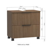 Waschbeckenunterschrank in Holzoptik mit zwei Schubladen, Frontansicht