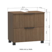 Waschbeckenunterschrank in Holzoptik mit zwei Schubladen, Frontansicht