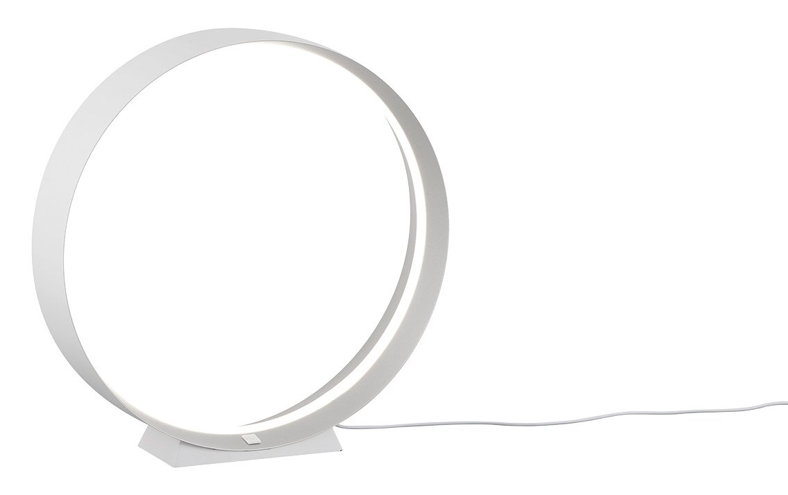 Moderne Tischleuchte LOOP in Ringform, seitliche Perspektive