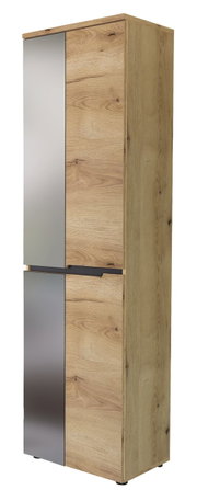 Garderobenschrank aus Holz mit Spiegeltüren, seitliche Perspektive