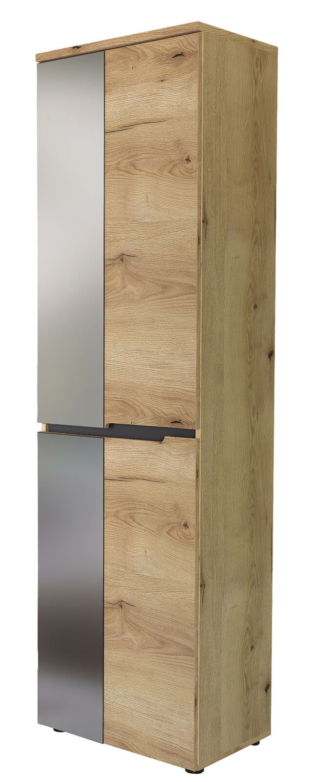 Garderobenschrank aus Holz mit Spiegeltüren, seitliche Perspektive