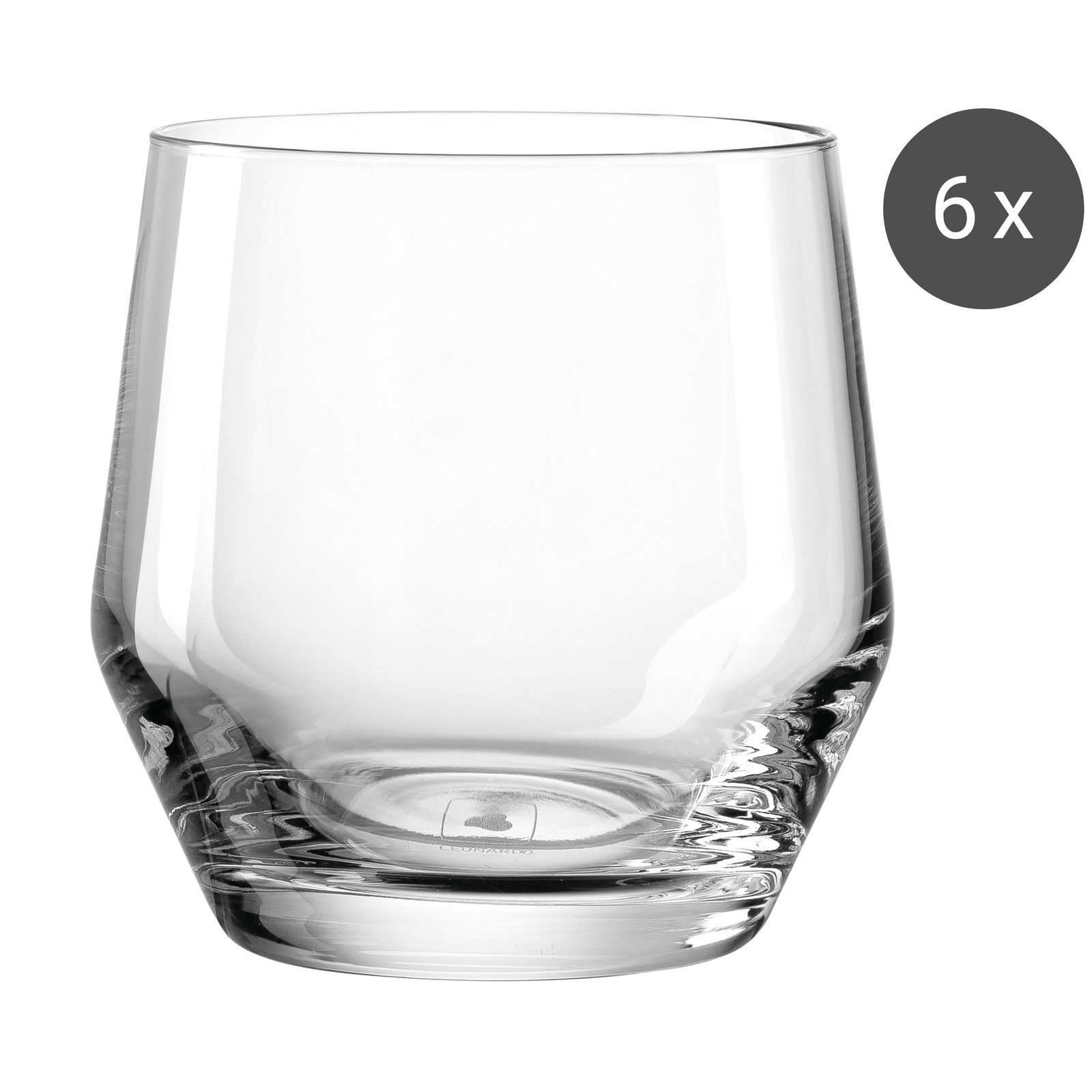 Transparenter Becher aus Glas, 310ml, im 6er-Set, seitliche Perspektive