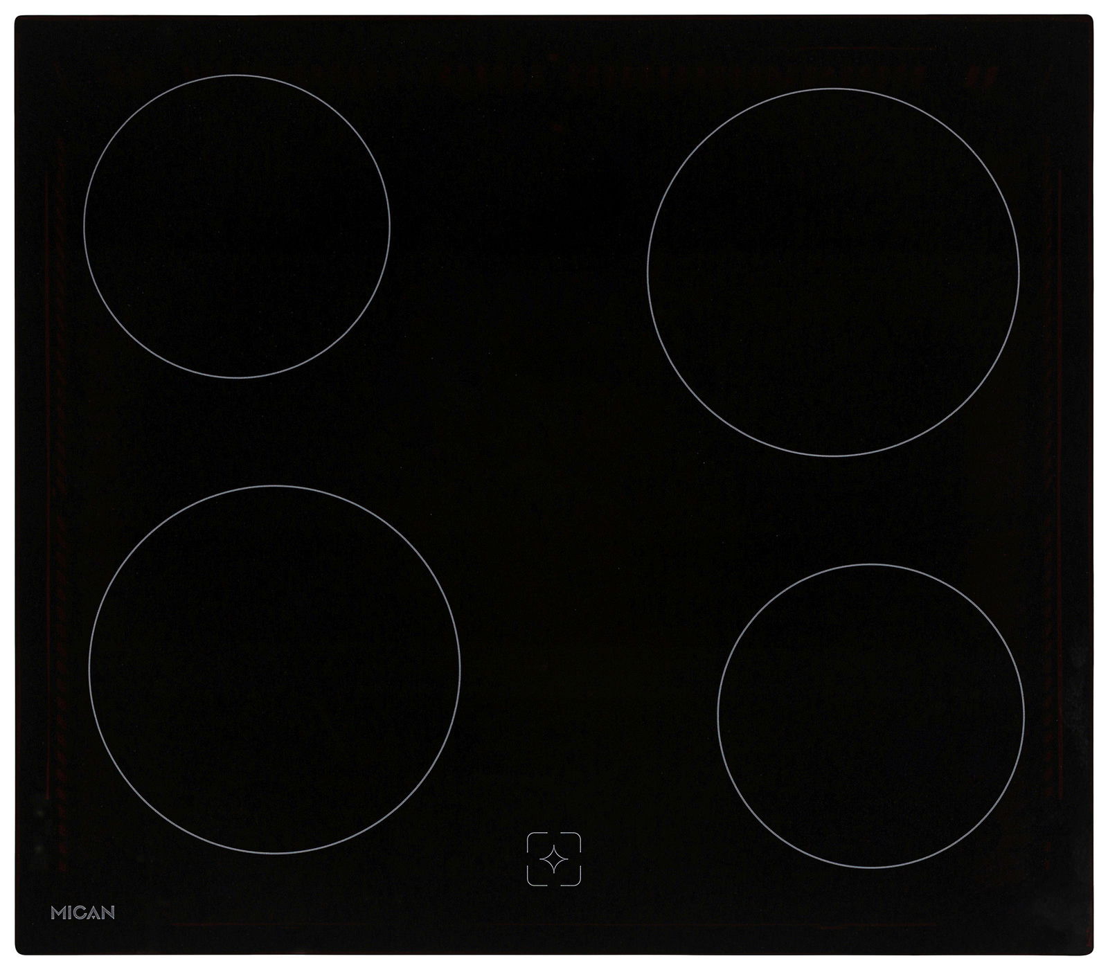 Glaskeramik-Kochfeld mit vier Kochzonen, Draufsicht