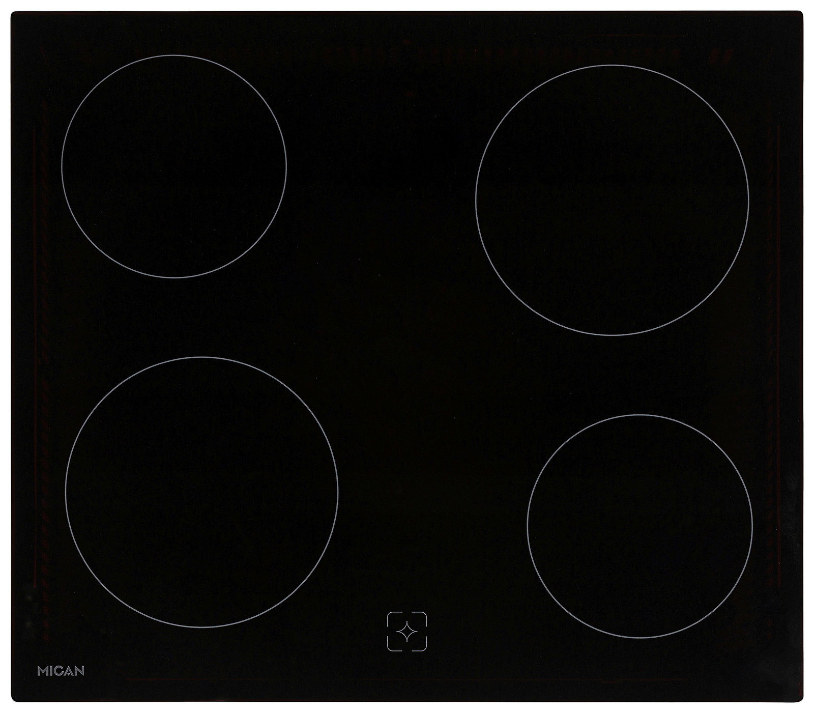 Glaskeramik-Kochfeld mit vier Kochzonen, Draufsicht