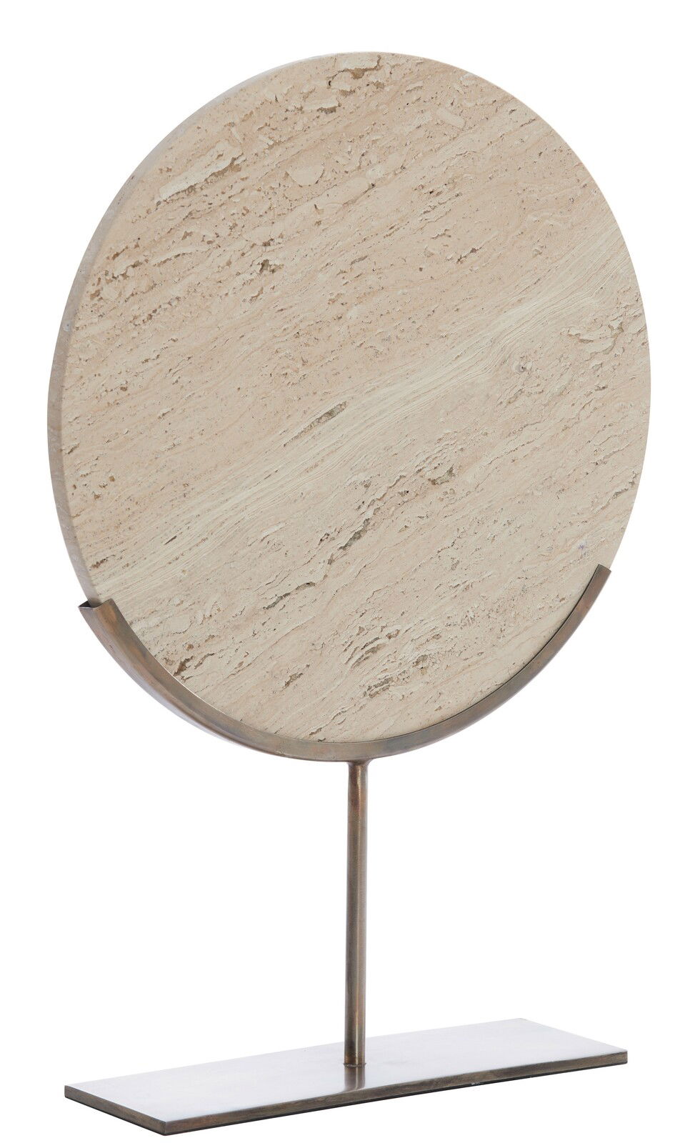 Light&Living Ornament MORENO Rundes Ornament aus hellem Stein auf einem Metallständer, seitliche Perspektive