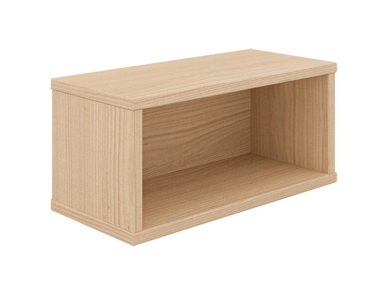 Rechteckige Wandbox aus hellem Holz, perspektivisch von vorne links betrachtet