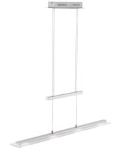 Moderne LED-Pendelleuchte in seitlicher Perspektive, mit schlankem, rechteckigem Design und verstellbaren Kabeln.