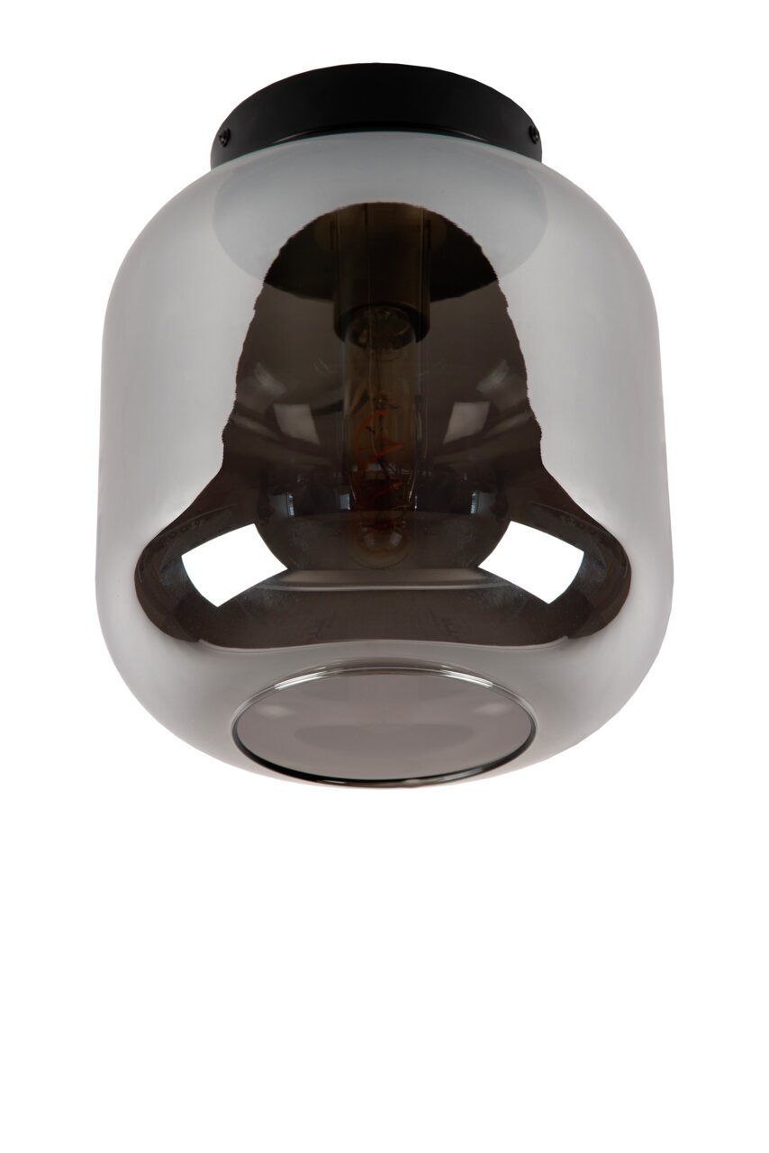 JOANET-plafondlamp van glas met zwarte voet, gezien van onderaf