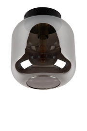 JOANET-plafondlamp van glas met zwarte voet, gezien van onderaf