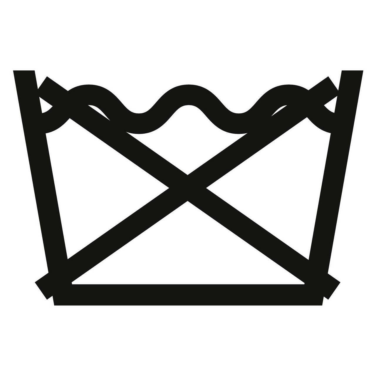 Symbol für nicht waschen, Vorderansicht